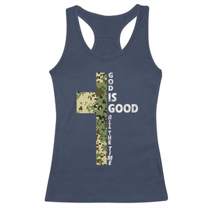 God Is Good Racerback Tank Top Camo Cross Religious Jesus Faith Bible Verse Inspirational TS10 Navy Print Your Wear