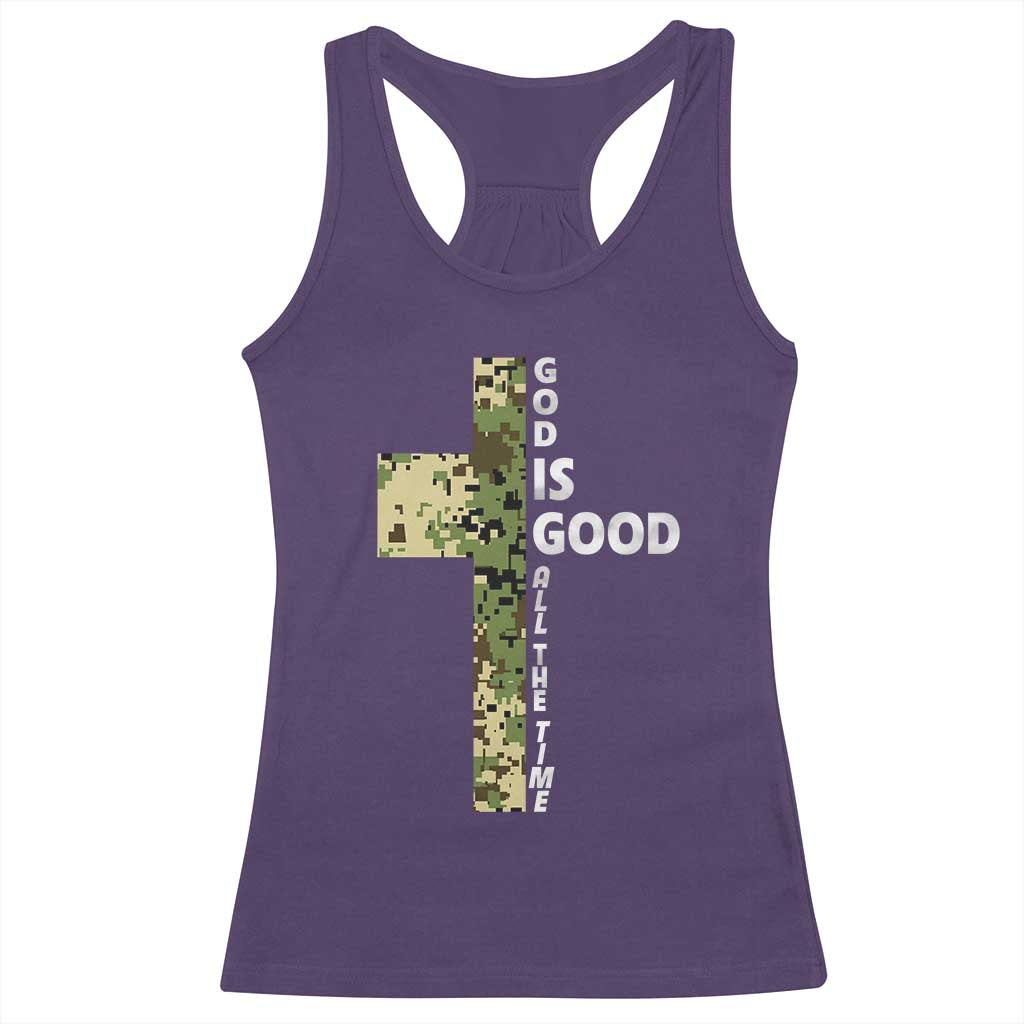 God Is Good Racerback Tank Top Camo Cross Religious Jesus Faith Bible Verse Inspirational TS10 Purple Print Your Wear