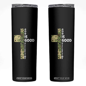 God Is Good Skinny Tumbler Camo Cross Religious Jesus Faith Bible Verse Inspirational TS10 Black Print Your Wear