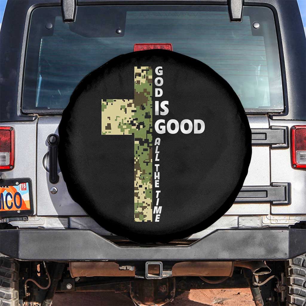 God Is Good Spare Tire Cover Camo Cross Religious Jesus Faith Bible Verse Inspirational TS10 No hole Black Print Your Wear