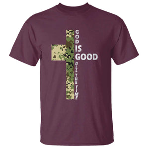 God Is Good T Shirt Camo Cross Religious Jesus Faith Bible Verse Inspirational TS10 Maroon Print Your Wear
