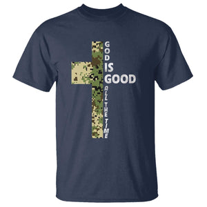 God Is Good T Shirt Camo Cross Religious Jesus Faith Bible Verse Inspirational TS10 Navy Print Your Wear
