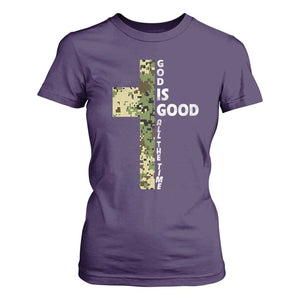 God Is Good T Shirt For Women Camo Cross Religious Jesus Faith Bible Verse Inspirational TS10 Purple Print Your Wear