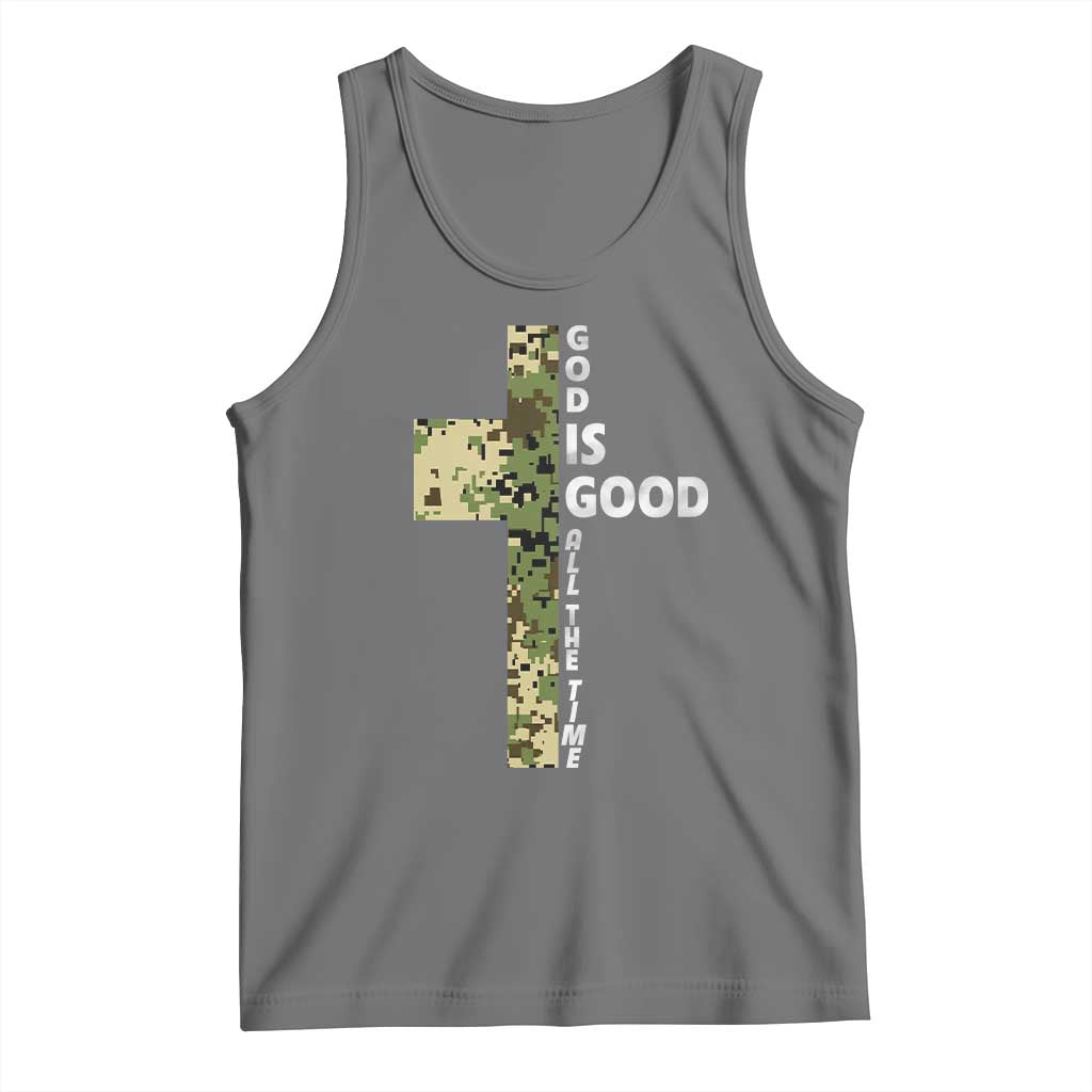 God Is Good Tank Top Camo Cross Religious Jesus Faith Bible Verse Inspirational TS10 Black Heather Print Your Wear