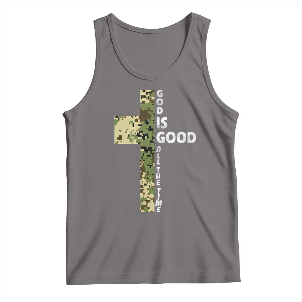 God Is Good Tank Top Camo Cross Religious Jesus Faith Bible Verse Inspirational TS10 Deep Heather Print Your Wear