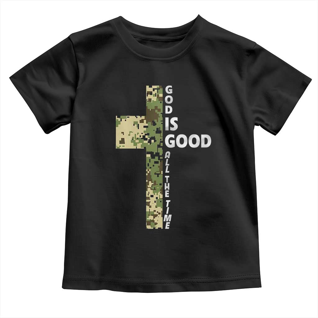 God Is Good Toddler T Shirt Camo Cross Religious Jesus Faith Bible Verse Inspirational TS10 Black Print Your Wear