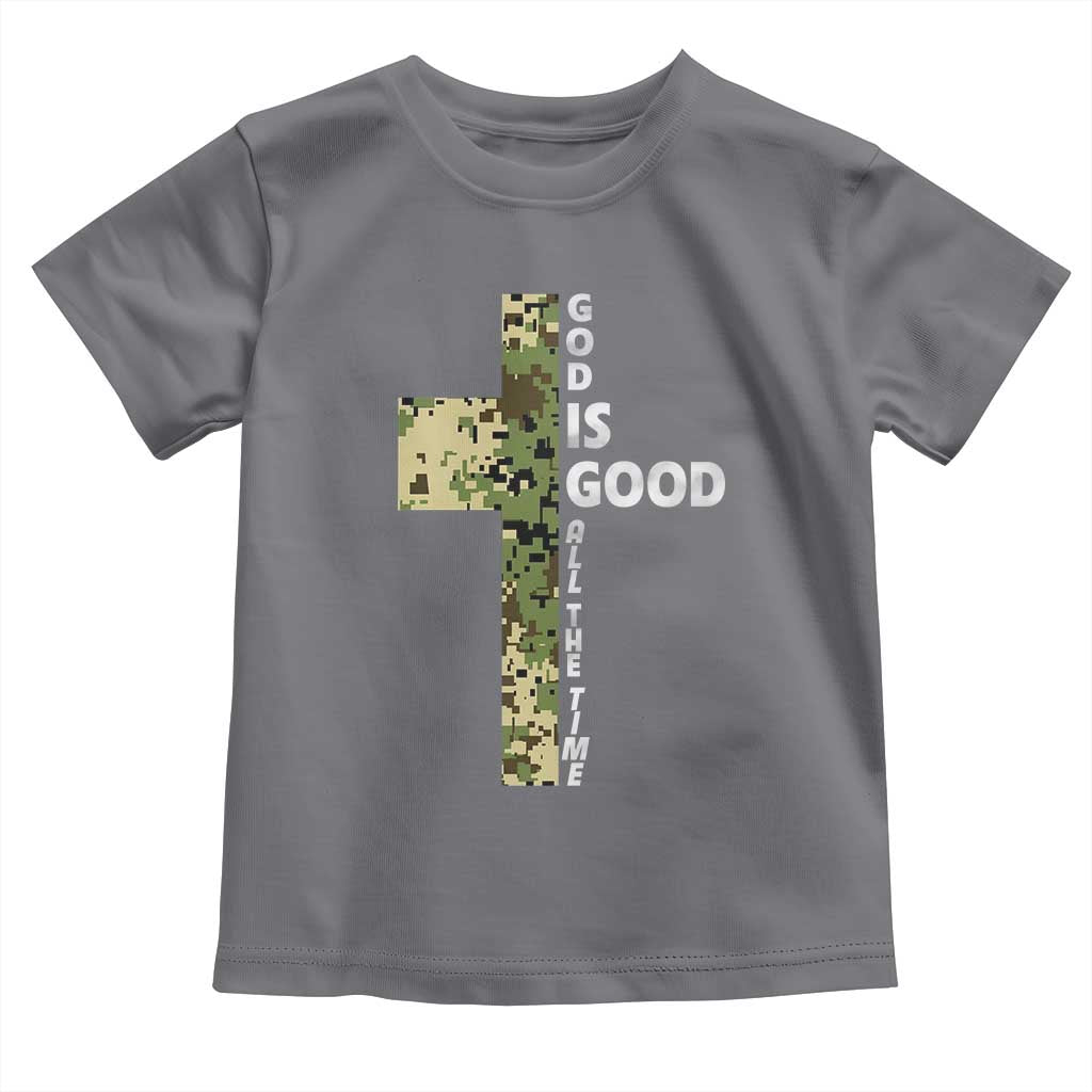 God Is Good Toddler T Shirt Camo Cross Religious Jesus Faith Bible Verse Inspirational TS10 Charcoal Print Your Wear