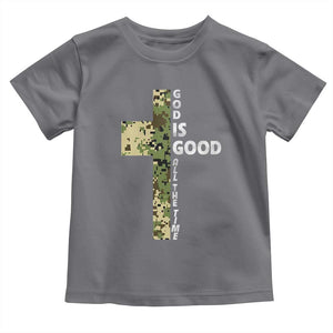 God Is Good Toddler T Shirt Camo Cross Religious Jesus Faith Bible Verse Inspirational TS10 Charcoal Print Your Wear