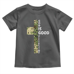 God Is Good Toddler T Shirt Camo Cross Religious Jesus Faith Bible Verse Inspirational TS10 Dark Heather Print Your Wear