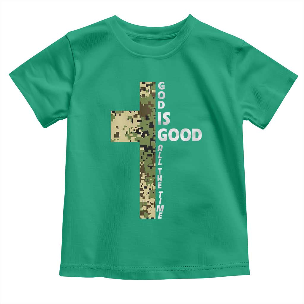 God Is Good Toddler T Shirt Camo Cross Religious Jesus Faith Bible Verse Inspirational TS10 Irish Green Print Your Wear