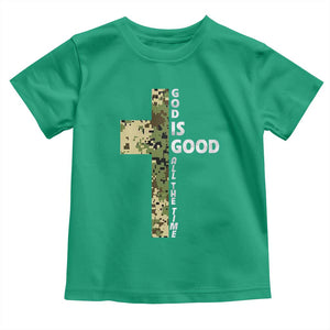 God Is Good Toddler T Shirt Camo Cross Religious Jesus Faith Bible Verse Inspirational TS10 Irish Green Print Your Wear