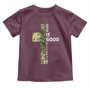 God Is Good Toddler T Shirt Camo Cross Religious Jesus Faith Bible Verse Inspirational TS10 Maroon Print Your Wear