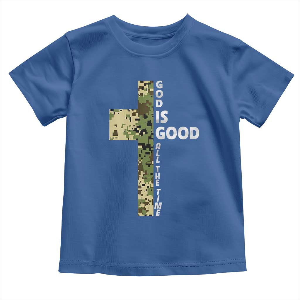 God Is Good Toddler T Shirt Camo Cross Religious Jesus Faith Bible Verse Inspirational TS10 Royal Blue Print Your Wear
