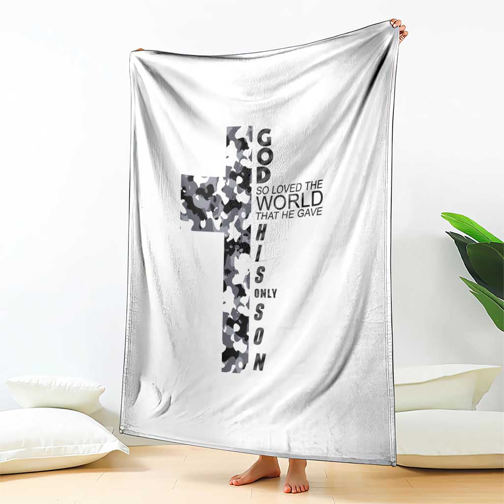 Son Of God Jesus Throw Blanket Camo Christ Cross Christian 9 John 3 16 TS10 Print Your Wear