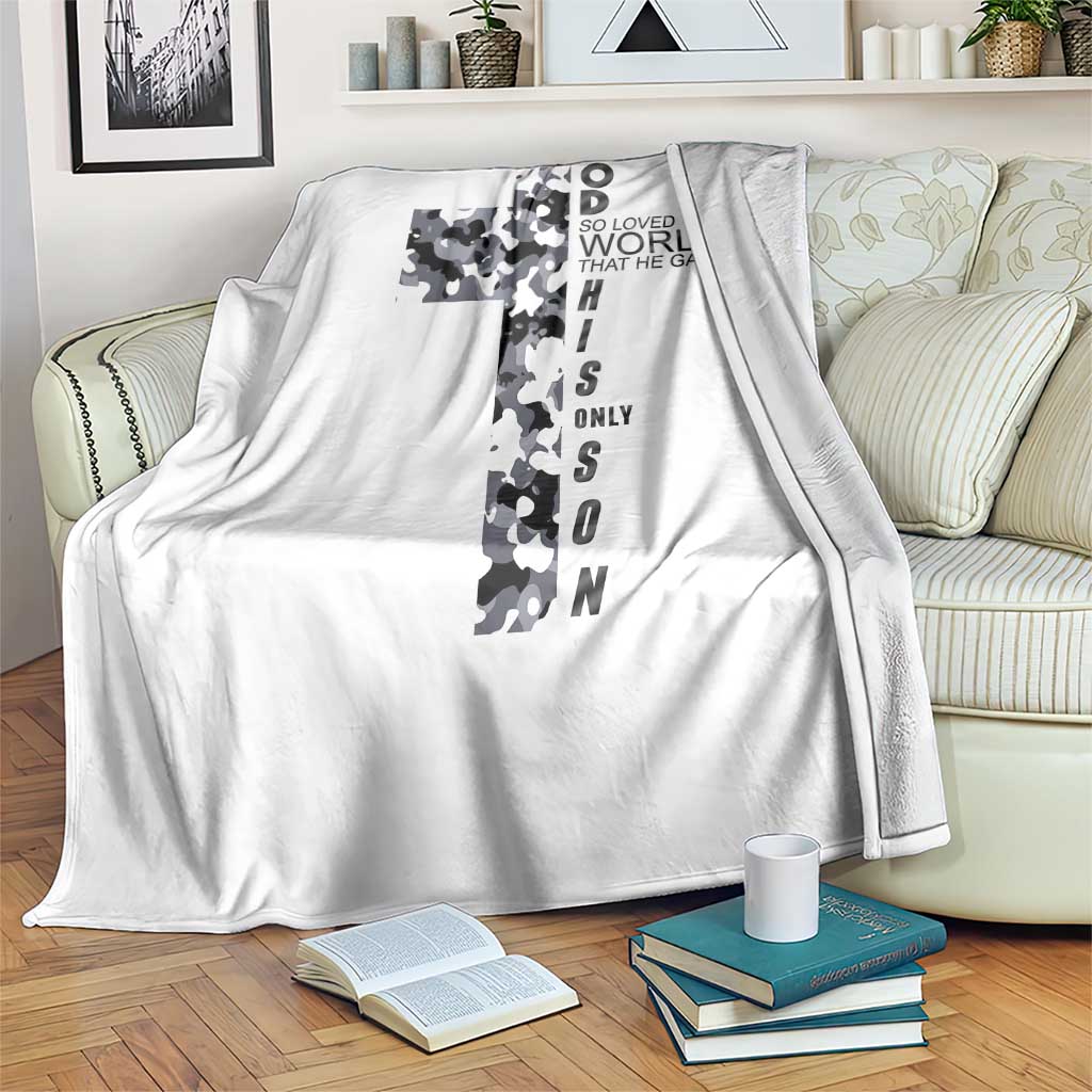 Son Of God Jesus Throw Blanket Camo Christ Cross Christian 9 John 3 16 TS10 Print Your Wear