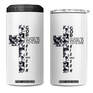 Son Of God Jesus 4 in 1 Can Cooler Tumbler Camo Christ Cross Christian 9 John 3 16 TS10 One Size: 16 oz White Print Your Wear