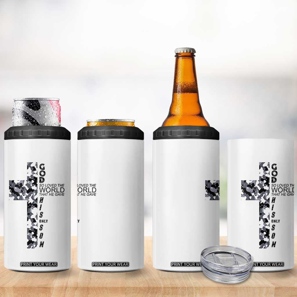Son Of God Jesus 4 in 1 Can Cooler Tumbler Camo Christ Cross Christian 9 John 3 16 TS10 Print Your Wear