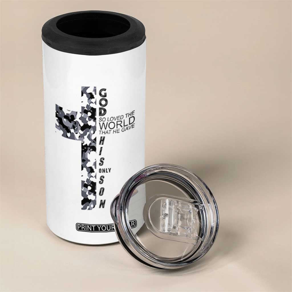 Son Of God Jesus 4 in 1 Can Cooler Tumbler Camo Christ Cross Christian 9 John 3 16 TS10 Print Your Wear