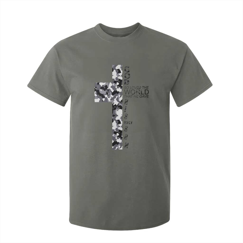 Son Of God Jesus T Shirt For Kid Camo Christ Cross Christian 9 John 3 16 TS10 Military Green Print Your Wear