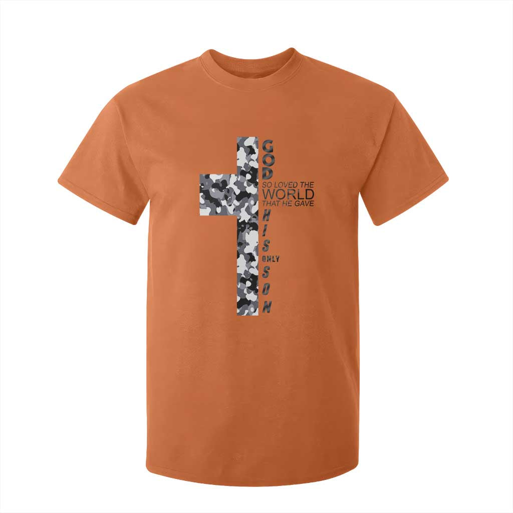 Son Of God Jesus T Shirt For Kid Camo Christ Cross Christian 9 John 3 16 TS10 Orange Print Your Wear