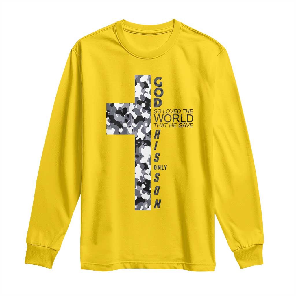Son Of God Jesus Long Sleeve Shirt Camo Christ Cross Christian 9 John 3 16 TS10 Daisy Print Your Wear