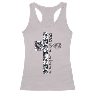 Son Of God Jesus Racerback Tank Top Camo Christ Cross Christian 9 John 3 16 TS10 Ice Gray Print Your Wear