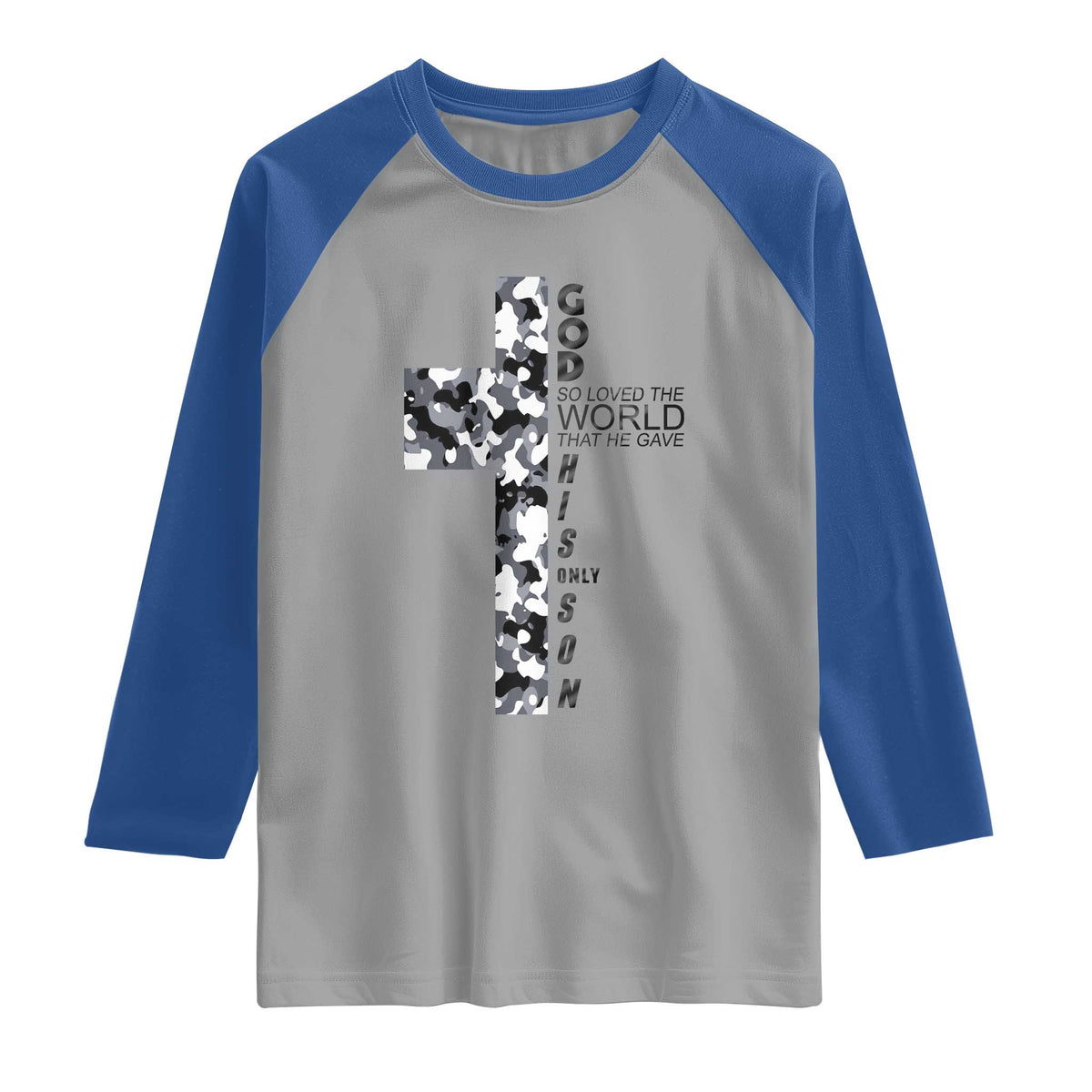 Son Of God Jesus Raglan Shirt Camo Christ Cross Christian 9 John 3 16 TS10 Sport Gray Royal Print Your Wear