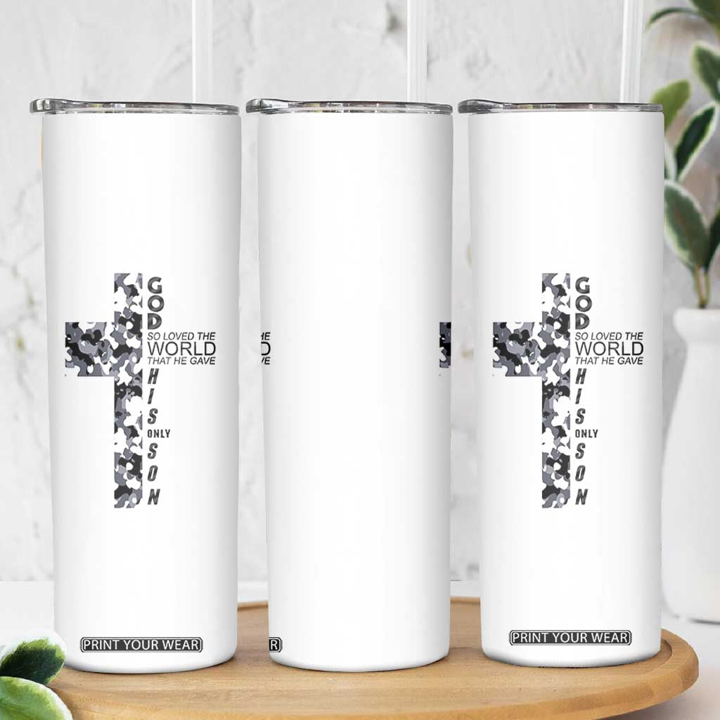 Son Of God Jesus Skinny Tumbler Camo Christ Cross Christian 9 John 3 16 TS10 Print Your Wear