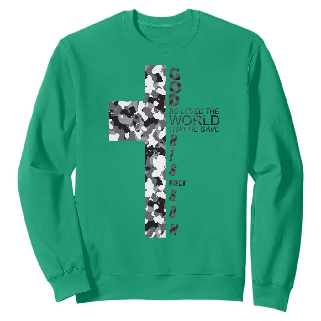 Son Of God Jesus Sweatshirt Camo Christ Cross Christian 9 John 3 16 TS10 Irish Green Print Your Wear