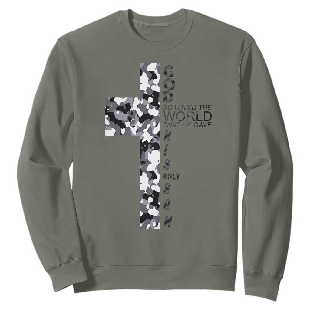 Son Of God Jesus Sweatshirt Camo Christ Cross Christian 9 John 3 16 TS10 Military Green Print Your Wear