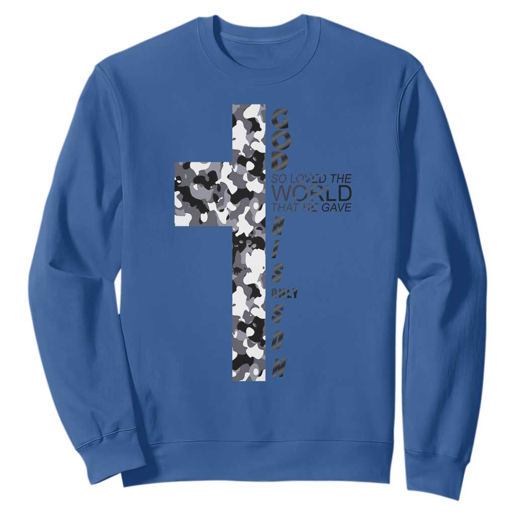 Son Of God Jesus Sweatshirt Camo Christ Cross Christian 9 John 3 16 TS10 Royal Blue Print Your Wear