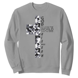 Son Of God Jesus Sweatshirt Camo Christ Cross Christian 9 John 3 16 TS10 Sport Gray Print Your Wear