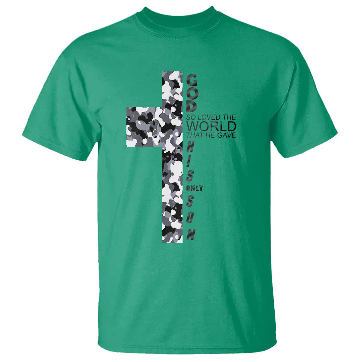 Son Of God Jesus T Shirt Camo Christ Cross Christian 9 John 3 16 TS10 Irish Green Print Your Wear