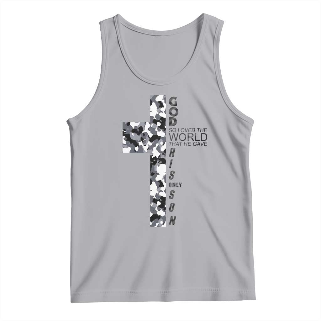 Son Of God Jesus Tank Top Camo Christ Cross Christian 9 John 3 16 TS10 Athletic Heather Print Your Wear