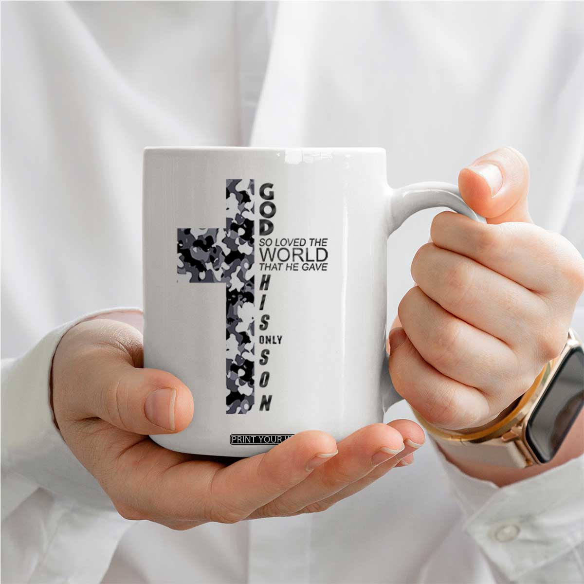Son Of God Jesus Coffee Mug Camo Christ Cross Christian 9 John 3 16 TS10 Print Your Wear