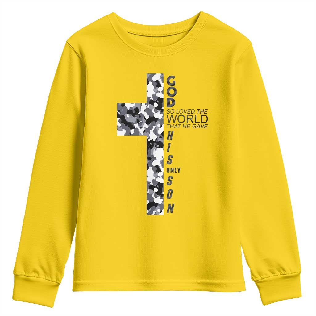 Son Of God Jesus Youth Sweatshirt Camo Christ Cross Christian 9 John 3 16 TS10 Daisy Print Your Wear