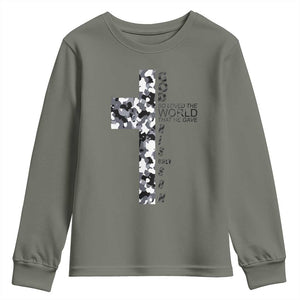 Son Of God Jesus Youth Sweatshirt Camo Christ Cross Christian 9 John 3 16 TS10 Military Green Print Your Wear