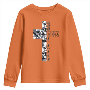 Son Of God Jesus Youth Sweatshirt Camo Christ Cross Christian 9 John 3 16 TS10 Orange Print Your Wear
