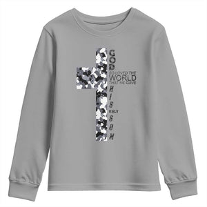 Son Of God Jesus Youth Sweatshirt Camo Christ Cross Christian 9 John 3 16 TS10 Sport Gray Print Your Wear