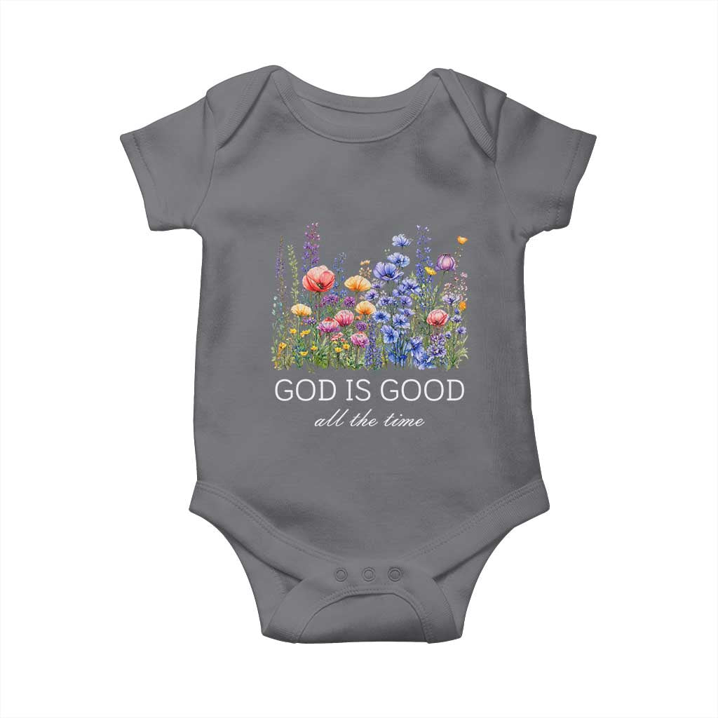 God Is Good Baby Onesie Wildflower Christian Jesus Graphic Religious Bible Verse TS10 Charcoal Print Your Wear