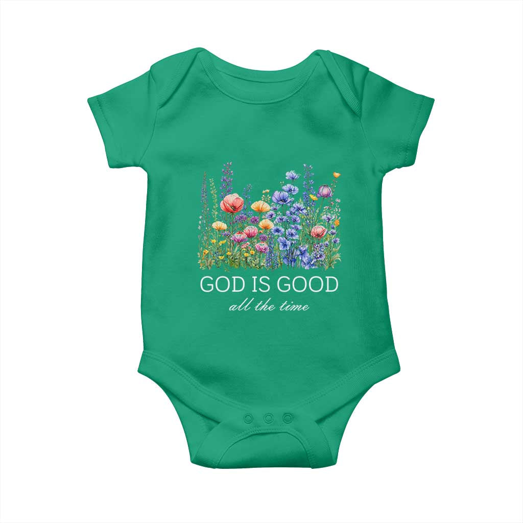 God Is Good Baby Onesie Wildflower Christian Jesus Graphic Religious Bible Verse TS10 Irish Green Print Your Wear