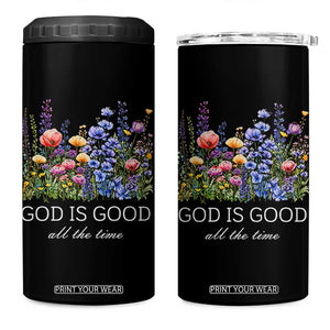 God Is Good 4 in 1 Can Cooler Tumbler Wildflower Christian Jesus Graphic Religious Bible Verse TS10 One Size: 16 oz Black Print Your Wear