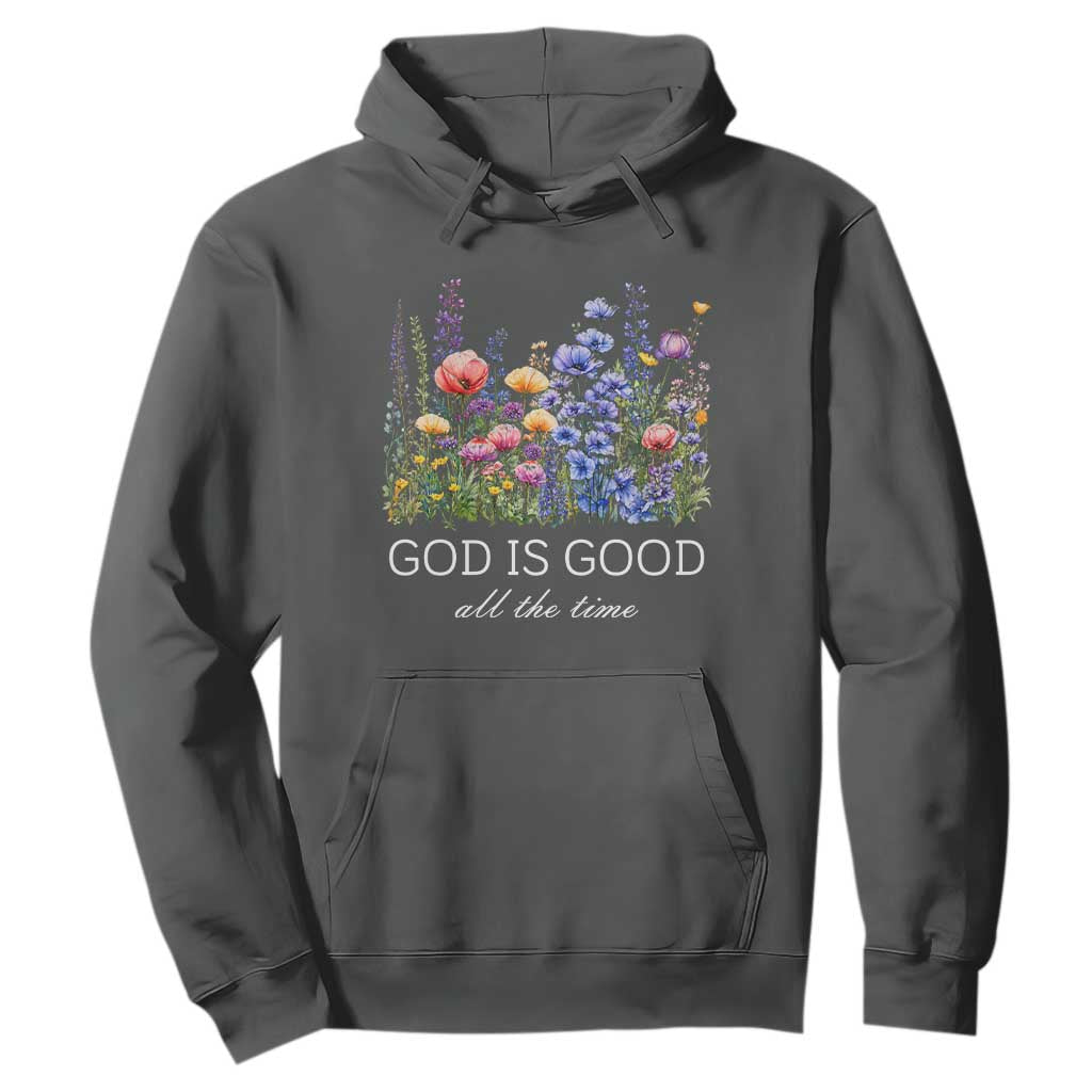 God Is Good Hoodie Wildflower Christian Jesus Graphic Religious Bible Verse TS10 Dark Heather Print Your Wear