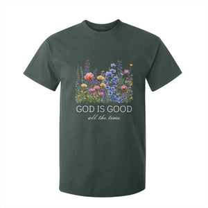 God Is Good T Shirt For Kid Wildflower Christian Jesus Graphic Religious Bible Verse TS10 Dark Forest Green Print Your Wear