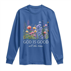 God Is Good Long Sleeve Shirt Wildflower Christian Jesus Graphic Religious Bible Verse TS10 Royal Blue Print Your Wear
