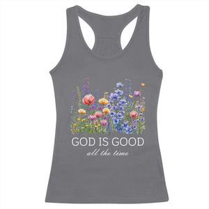 God Is Good Racerback Tank Top Wildflower Christian Jesus Graphic Religious Bible Verse TS10 Charcoal Print Your Wear