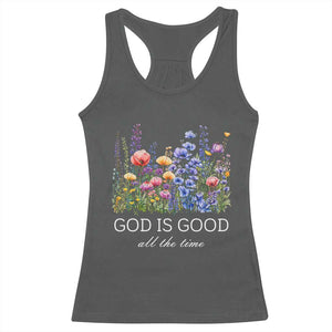 God Is Good Racerback Tank Top Wildflower Christian Jesus Graphic Religious Bible Verse TS10 Dark Heather Print Your Wear