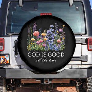 God Is Good Spare Tire Cover Wildflower Christian Jesus Graphic Religious Bible Verse TS10 No hole Black Print Your Wear