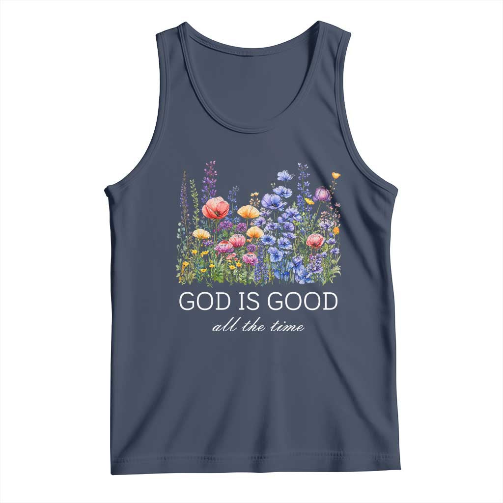 God Is Good Tank Top Wildflower Christian Jesus Graphic Religious Bible Verse TS10 Navy Print Your Wear