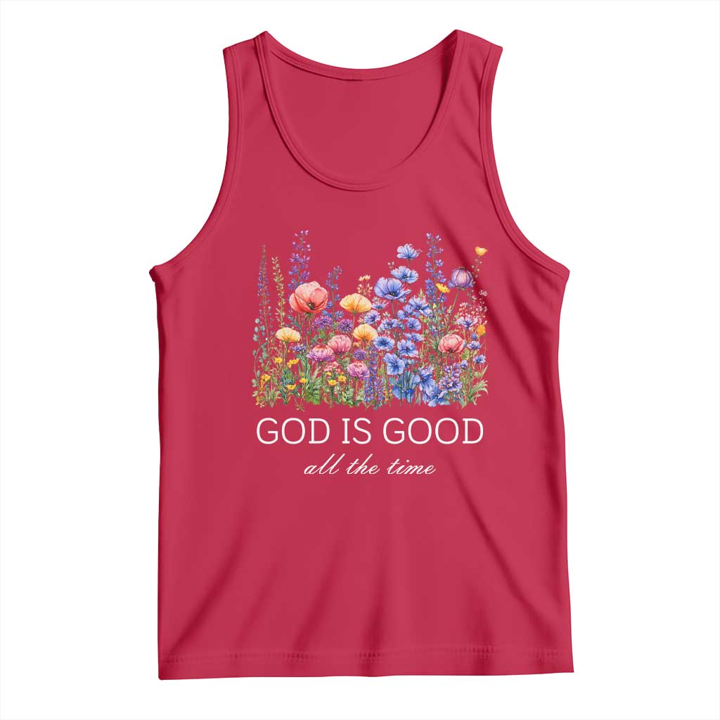 God Is Good Tank Top Wildflower Christian Jesus Graphic Religious Bible Verse TS10 Red Print Your Wear